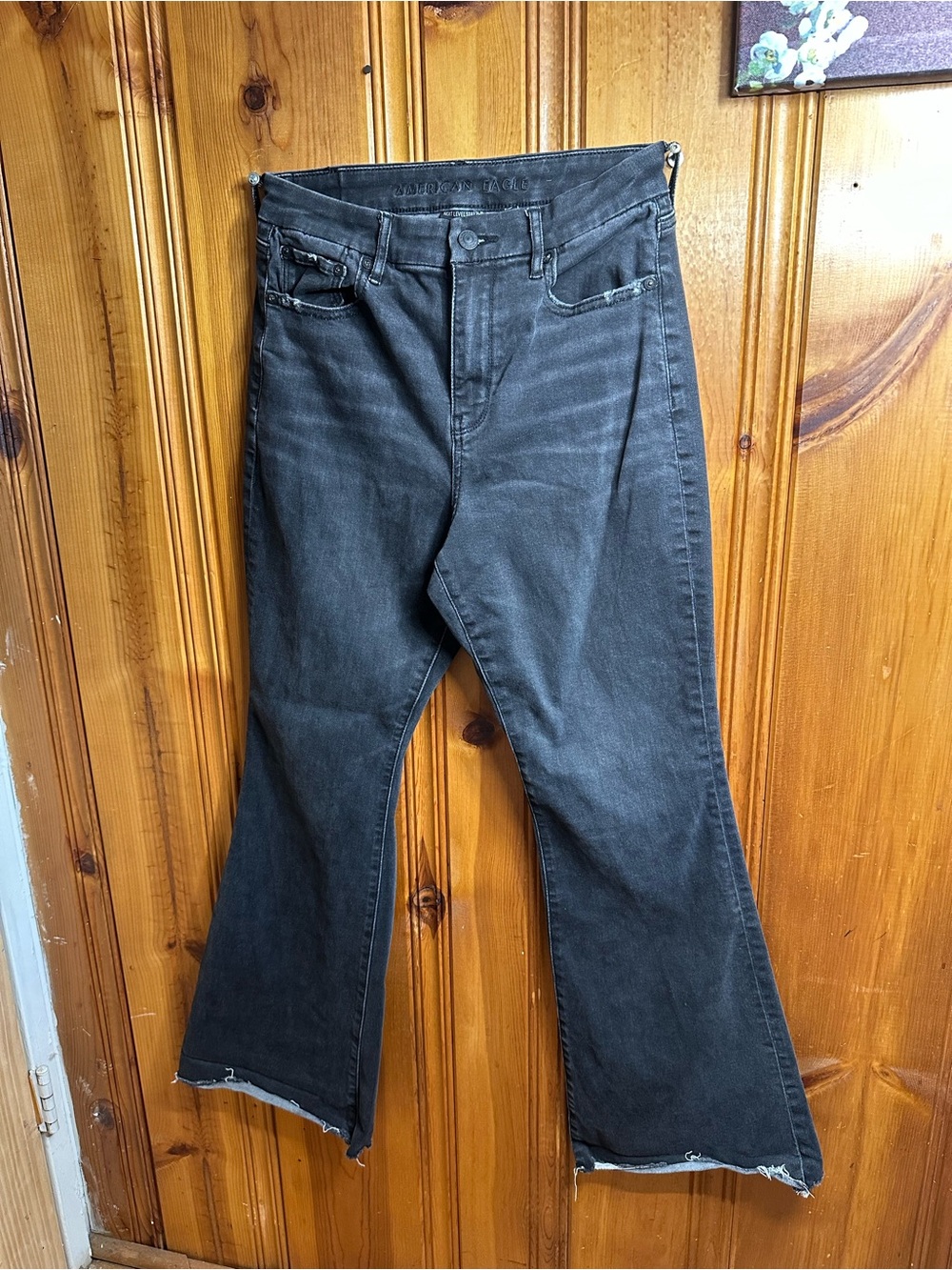 American Eagle Outfitters Black Flare Jeans — High Rise
